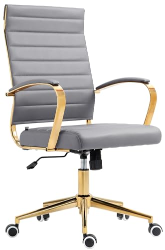 CLP Ergonomischer Bürostuhl Havanna Kunstleder I Höhenverstellbarer Schreibtischstuhl Mit Metall-Gestell In Gold-Optik I 360 Grad Drehbar, Farbe:grau CLP Ergonomischer Bürostuhl Havanna Kunstleder I Höhenverstellbarer Schreibtischstuhl Mit Metall-Gestell In Gold-Optik I 360 Grad Drehbar, Farbe:grau von CLP