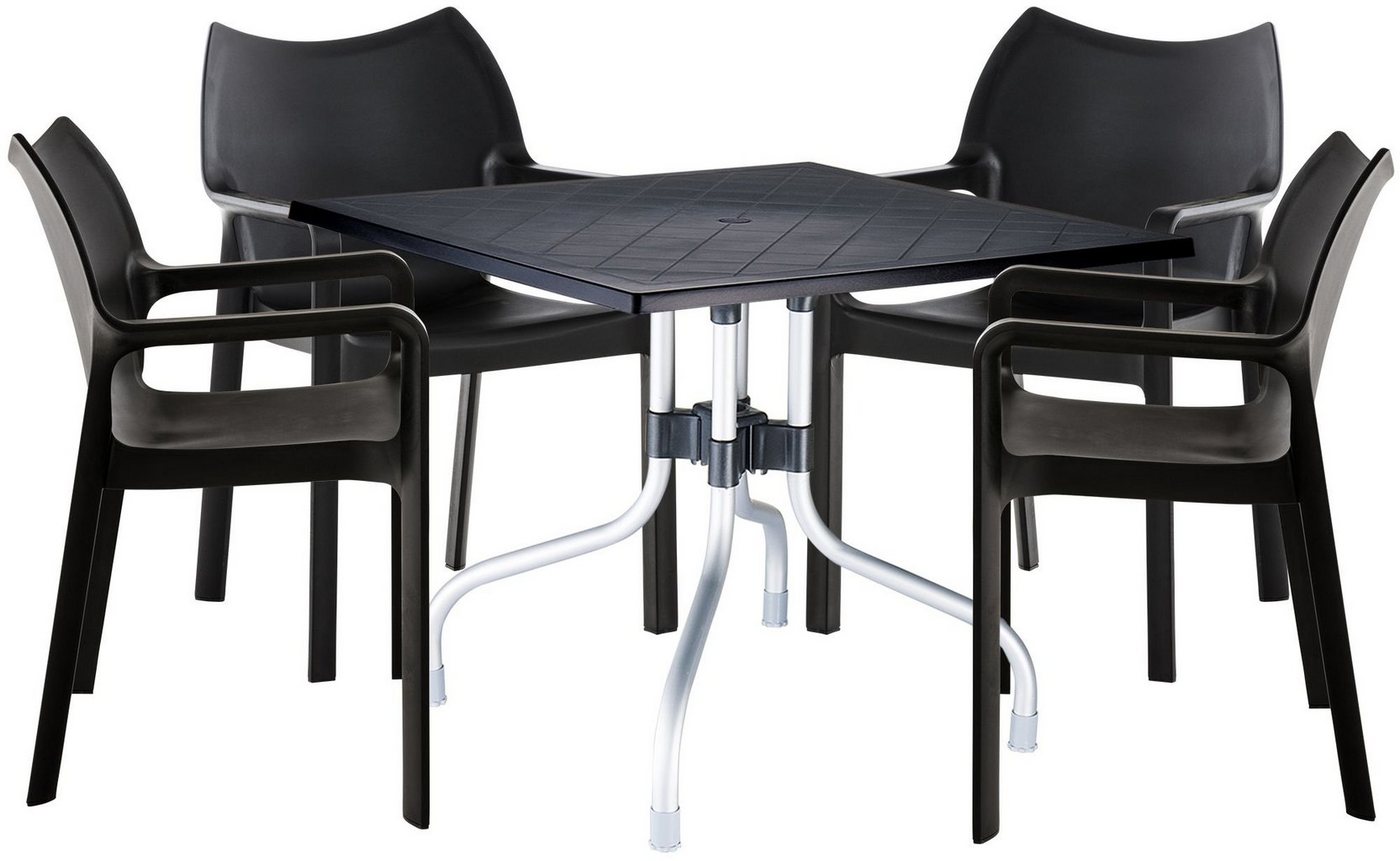 CLP Essgruppe Civa, 1 Tisch und 4 Stühle aus Kunststoff von CLP