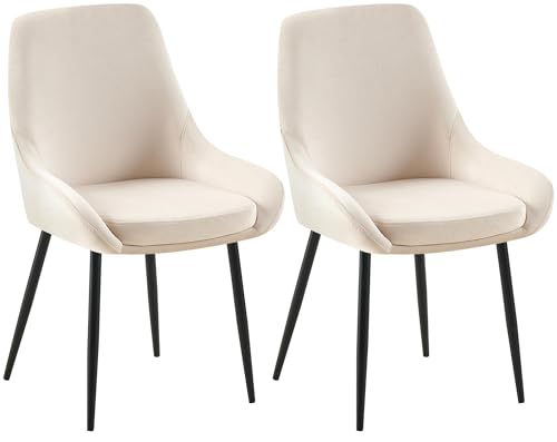 CLP Esszimmerstühle 2er Set ergonomisch Elmira, gepolster Sessel mit Armlehne, Stabiler Metallrahmen, pflegeleichter Samtbezug, modern, Farbe:Creme, Material Gestell:Metall matt schwarz CLP Esszimmerstühle 2er Set ergonomisch Elmira, gepolster Sessel mit Armlehne, Stabiler Metallrahmen, pflegeleichter Samtbezug, modern, Farbe:Creme, Material Gestell:Metall matt schwarz von CLP