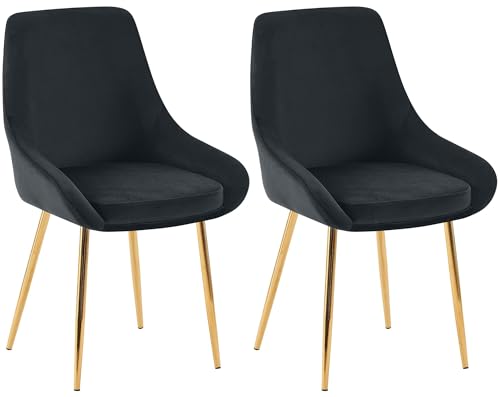 CLP Esszimmerstühle 2er Set ergonomisch Elmira, gepolster Sessel mit Armlehne, Stabiler Metallrahmen, pflegeleichter Samtbezug, modern, Farbe:schwarz, Material Gestell:Metall Gold CLP Esszimmerstühle 2er Set ergonomisch Elmira, gepolster Sessel mit Armlehne, Stabiler Metallrahmen, pflegeleichter Samtbezug, modern, Farbe:schwarz, Material Gestell:Metall Gold von CLP