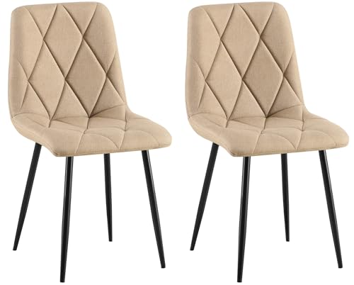 CLP Esszimmerstuhl 2er Set Clairton, Küchenstuhl gepolstert mit gestepptem Bezug, mit schwarzem Metallgestell, bis 150 kg belastbar, Farbe:Taupe, Material:Stoff CLP Esszimmerstuhl 2er Set Clairton, Küchenstuhl gepolstert mit gestepptem Bezug, mit schwarzem Metallgestell, bis 150 kg belastbar, Farbe:Taupe, Material:Stoff von CLP