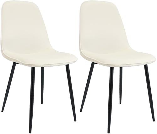CLP Esszimmerstuhl 2er Set gepolstert Maryam, Küchenstuhl mit Rückenlehne und schwarzem Metallgestell, bis 150 kg belastbar, Farbe:Creme, Material:Samt CLP Esszimmerstuhl 2er Set gepolstert Maryam, Küchenstuhl mit Rückenlehne und schwarzem Metallgestell, bis 150 kg belastbar, Farbe:Creme, Material:Samt von CLP