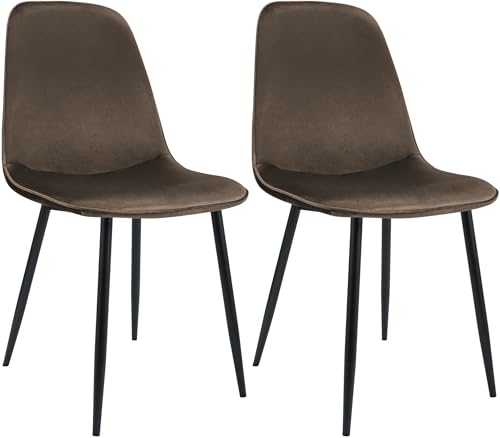 CLP Esszimmerstuhl 2er Set gepolstert Maryam, Küchenstuhl mit Rückenlehne und schwarzem Metallgestell, bis 150 kg belastbar, Farbe:braun, Material:Samt CLP Esszimmerstuhl 2er Set gepolstert Maryam, Küchenstuhl mit Rückenlehne und schwarzem Metallgestell, bis 150 kg belastbar, Farbe:braun, Material:Samt von CLP