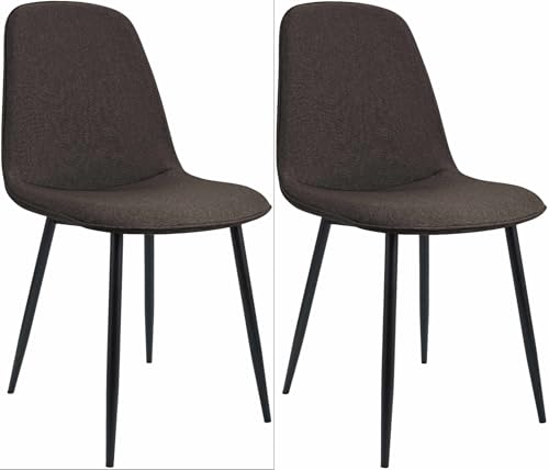 CLP Esszimmerstuhl 2er Set gepolstert Maryam, Küchenstuhl mit Rückenlehne und schwarzem Metallgestell, bis 150 kg belastbar, Farbe:braun, Material:Stoff CLP Esszimmerstuhl 2er Set gepolstert Maryam, Küchenstuhl mit Rückenlehne und schwarzem Metallgestell, bis 150 kg belastbar, Farbe:braun, Material:Stoff von CLP