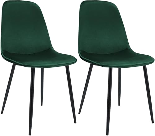 CLP Esszimmerstuhl 2er Set gepolstert Maryam, Küchenstuhl mit Rückenlehne und schwarzem Metallgestell, bis 150 kg belastbar, Farbe:grün, Material:Samt CLP Esszimmerstuhl 2er Set gepolstert Maryam, Küchenstuhl mit Rückenlehne und schwarzem Metallgestell, bis 150 kg belastbar, Farbe:grün, Material:Samt von CLP