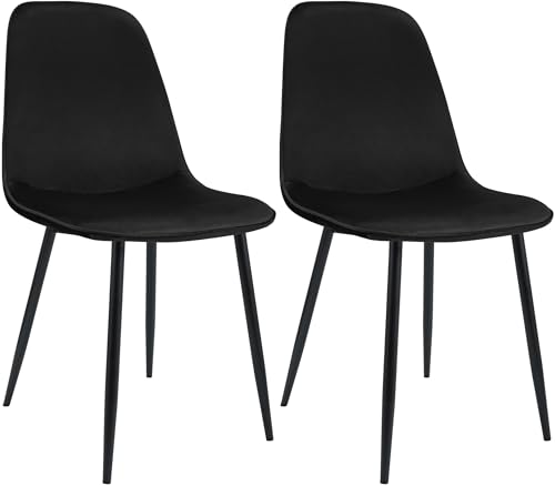 CLP Esszimmerstuhl 2er Set gepolstert Maryam, Küchenstuhl mit Rückenlehne und schwarzem Metallgestell, bis 150 kg belastbar, Farbe:schwarz, Material:Samt CLP Esszimmerstuhl 2er Set gepolstert Maryam, Küchenstuhl mit Rückenlehne und schwarzem Metallgestell, bis 150 kg belastbar, Farbe:schwarz, Material:Samt von CLP