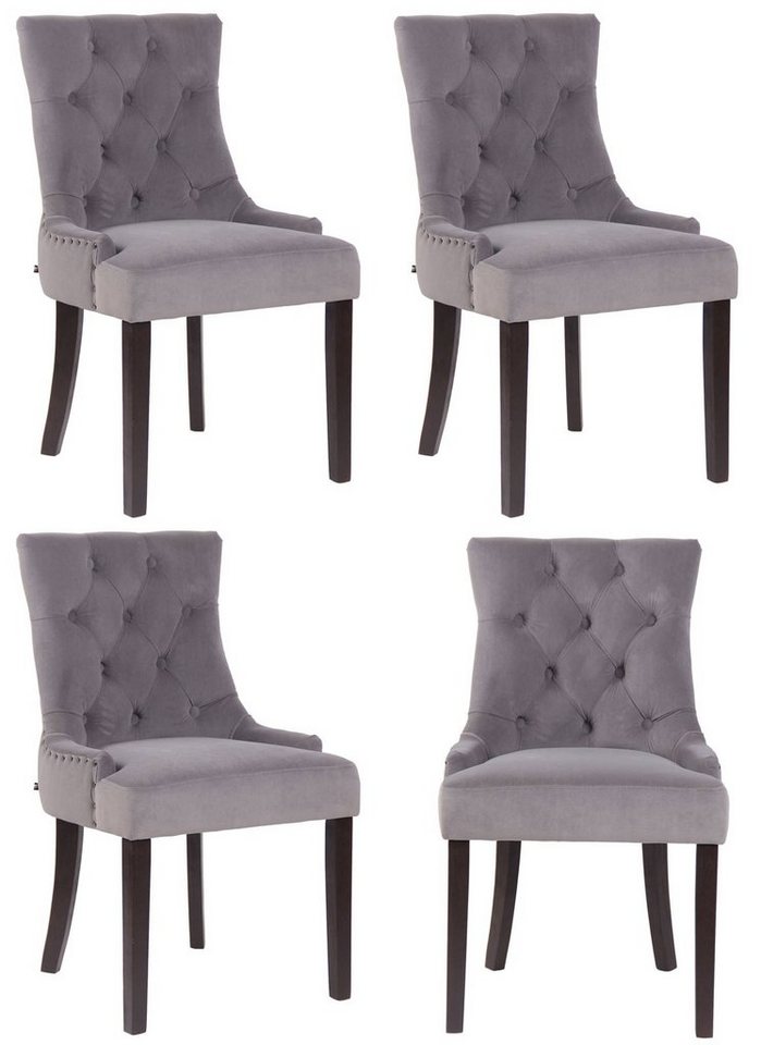 CLP Esszimmerstuhl Aberdeen Samt (4er Set, 4 St), hochwertig, antike Optik von CLP