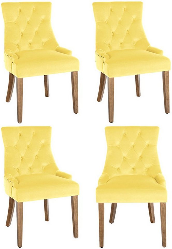 CLP Esszimmerstuhl Aberdeen Samt (4er Set, 4 St), hochwertig, antike Optik von CLP