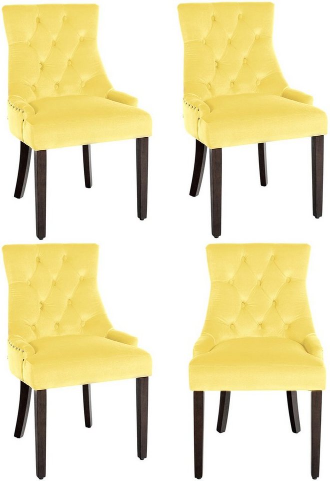 CLP Esszimmerstuhl Aberdeen Samt (4er Set, 4 St), hochwertig, antike Optik von CLP