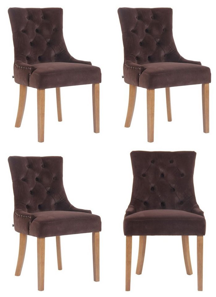 CLP Esszimmerstuhl Aberdeen Samt (4er Set, 4 St), hochwertig, antike Optik von CLP