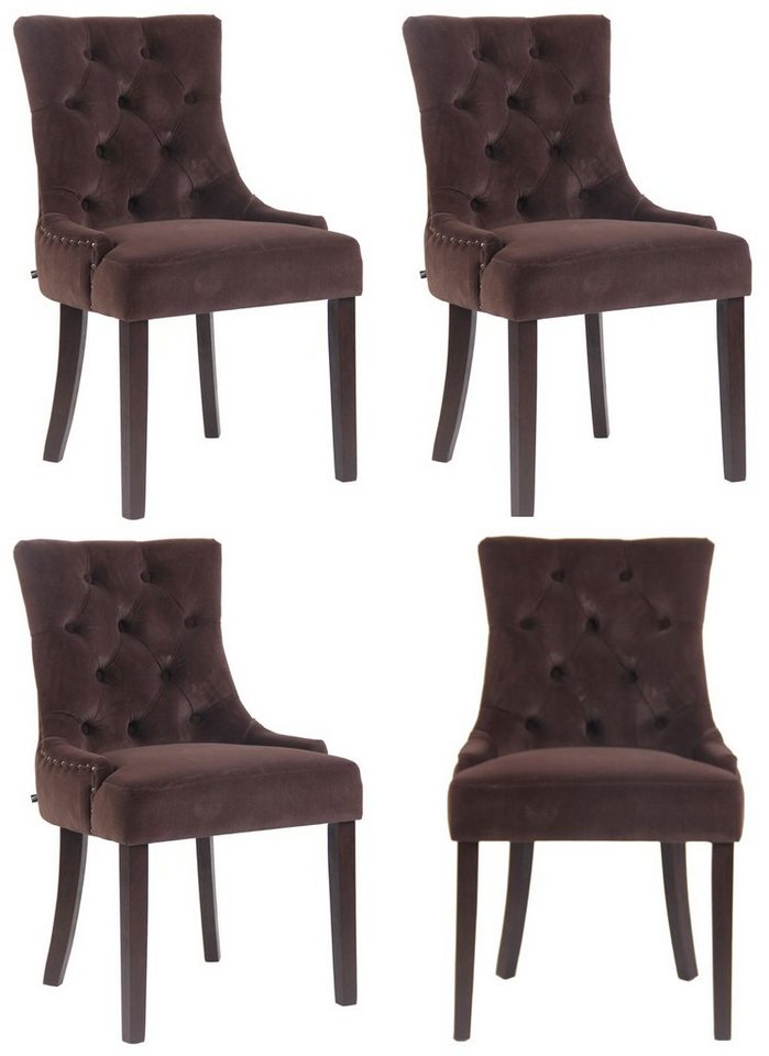 CLP Esszimmerstuhl Aberdeen Samt (4er Set, 4 St), hochwertig, antike Optik von CLP