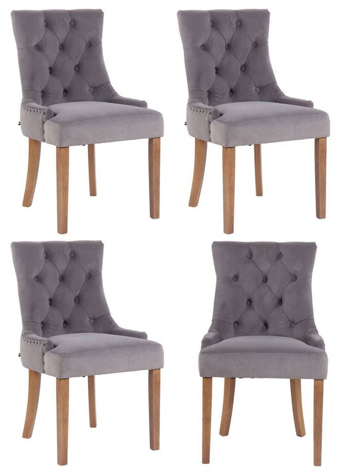 CLP Esszimmerstuhl Aberdeen Samt (4er Set, 4 St), hochwertig, antike Optik von CLP