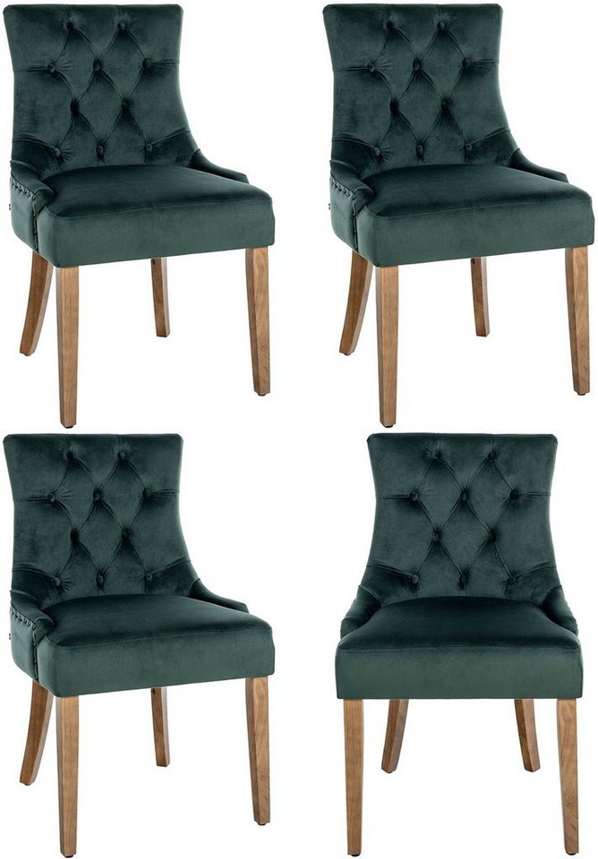 CLP Esszimmerstuhl Aberdeen Samt (4er Set, 4 St), hochwertig, antike Optik von CLP