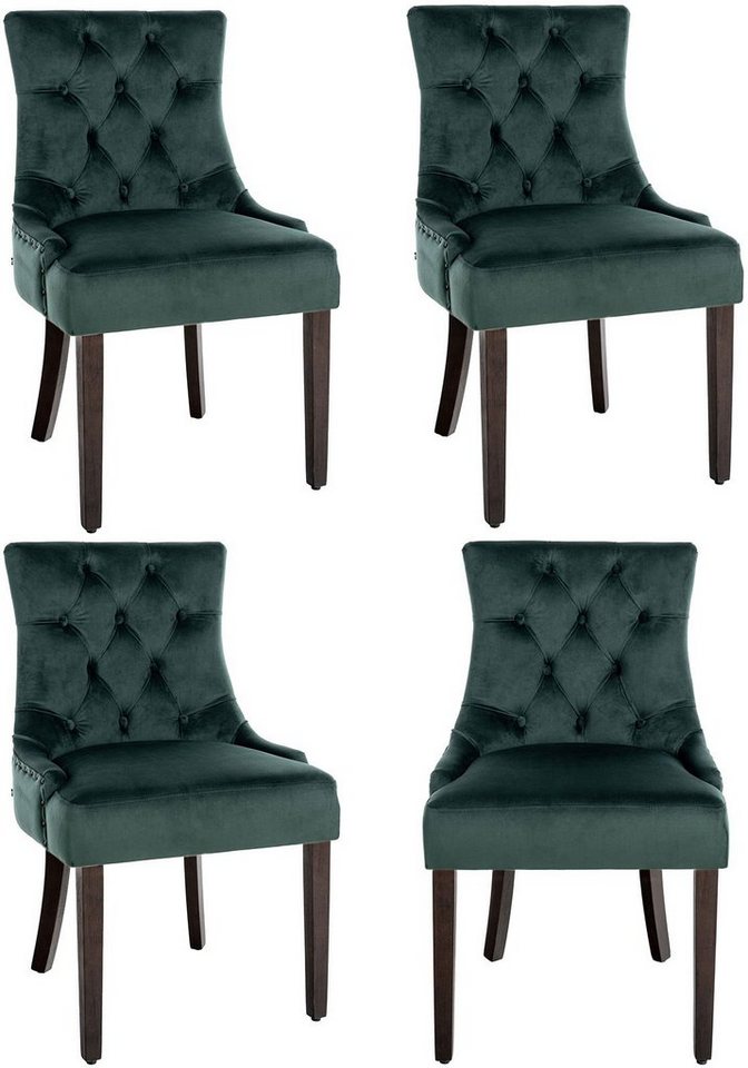 CLP Esszimmerstuhl Aberdeen Samt (4er Set, 4 St), hochwertig, antike Optik von CLP