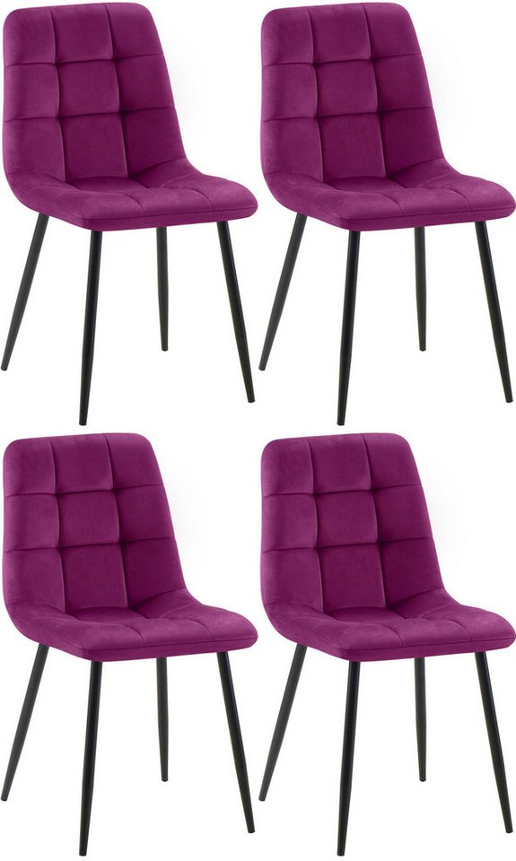 CLP Esszimmerstuhl Antibes (4er Set, 4 St), Samtbezüge, gepolstert mit Metallgestell von CLP