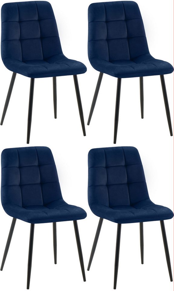 CLP Esszimmerstuhl Antibes (4er Set, 4 St), Samtbezüge, gepolstert mit Metallgestell von CLP