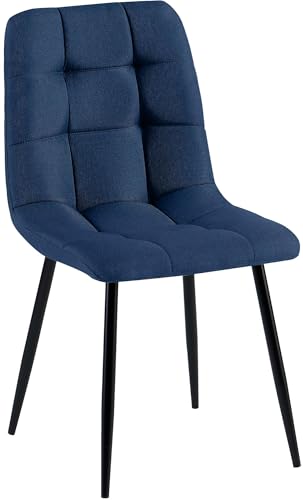 CLP Esszimmerstuhl Antibes I Küchenstuhl gepolstert mit gestepptem Stoffbezug I Polsterstuhl mit Metallgestell I bis 150 kg belastbar, Farbe:blau CLP Esszimmerstuhl Antibes I Küchenstuhl gepolstert mit gestepptem Stoffbezug I Polsterstuhl mit Metallgestell I bis 150 kg belastbar, Farbe:blau von CLP