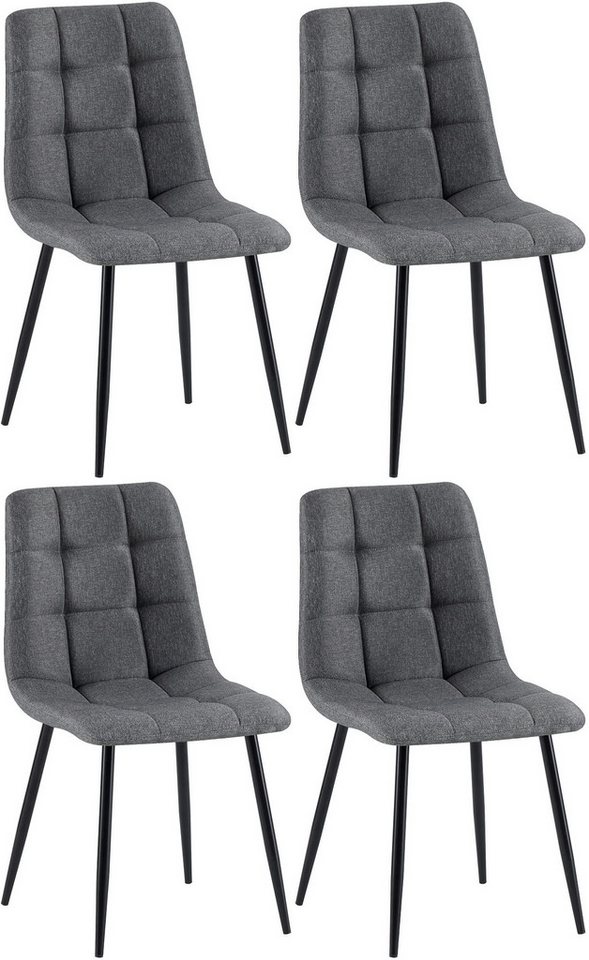 CLP Esszimmerstuhl Antibes Stoff (4er Set), gepolstert mit Metallgestell von CLP