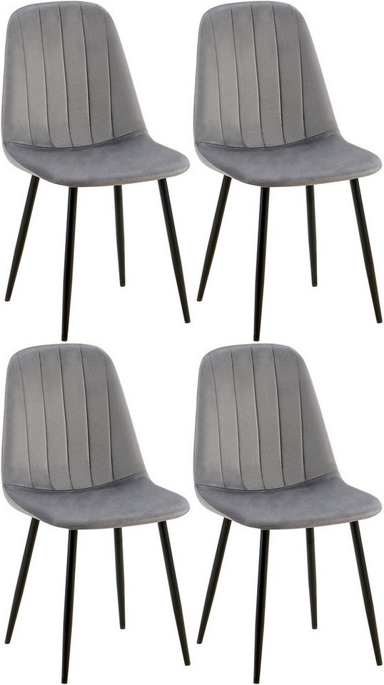 CLP Esszimmerstuhl Baxter (4er Set, 4 St), gesteppter Samt-Bezug von CLP