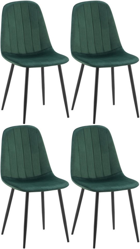 CLP Esszimmerstuhl Baxter (4er Set), gesteppter Samt-Bezug von CLP