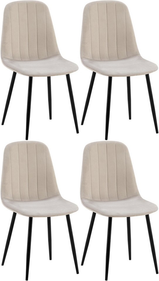 CLP Esszimmerstuhl Baxter (4er Set, 4 St), gesteppter Samt-Bezug von CLP