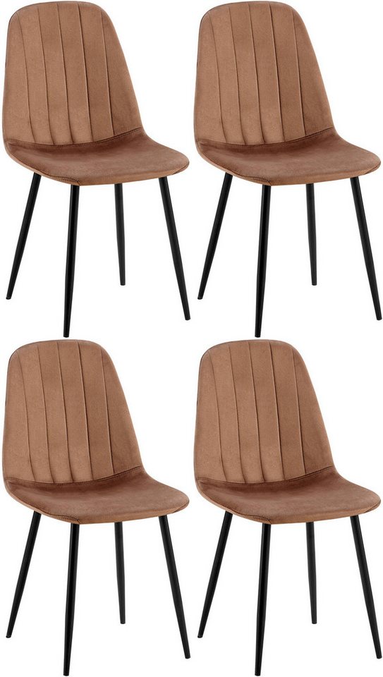 CLP Esszimmerstuhl Baxter (4er Set), gesteppter Samt-Bezug von CLP