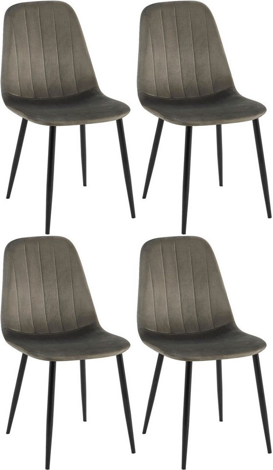 CLP Esszimmerstuhl Baxter (4er Set, 4 St), gesteppter Samt-Bezug von CLP