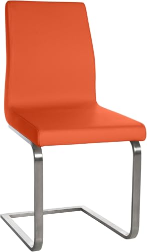 CLP Esszimmerstuhl Belfort Kunstleder Freischwinger I Moderner Schwingstuhl Mit Gepolsterter Sitzfläche & Hoher Rückenlehne, Farbe:orange von CLP
