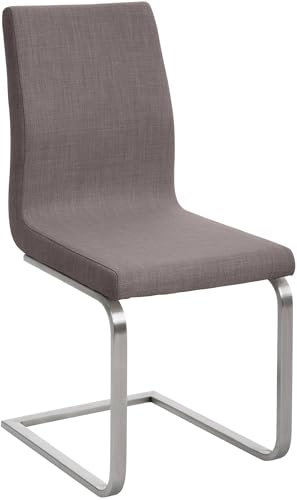 CLP Esszimmerstuhl Belfort Stoff Freischwinger I Moderner Schwingstuhl Mit Gepolsterter Sitzfläche & Hoher Rückenlehne, Farbe:grau von CLP