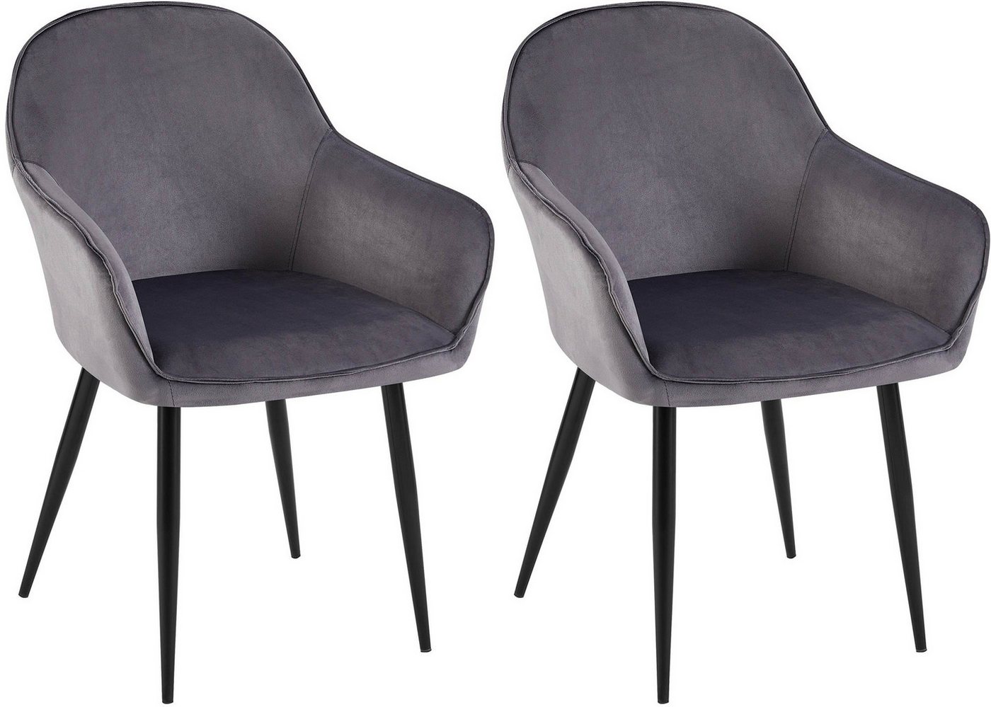 CLP Esszimmerstuhl Boise (2er Set, 2 St), Samt-Bezug und Metall-Gestell von CLP