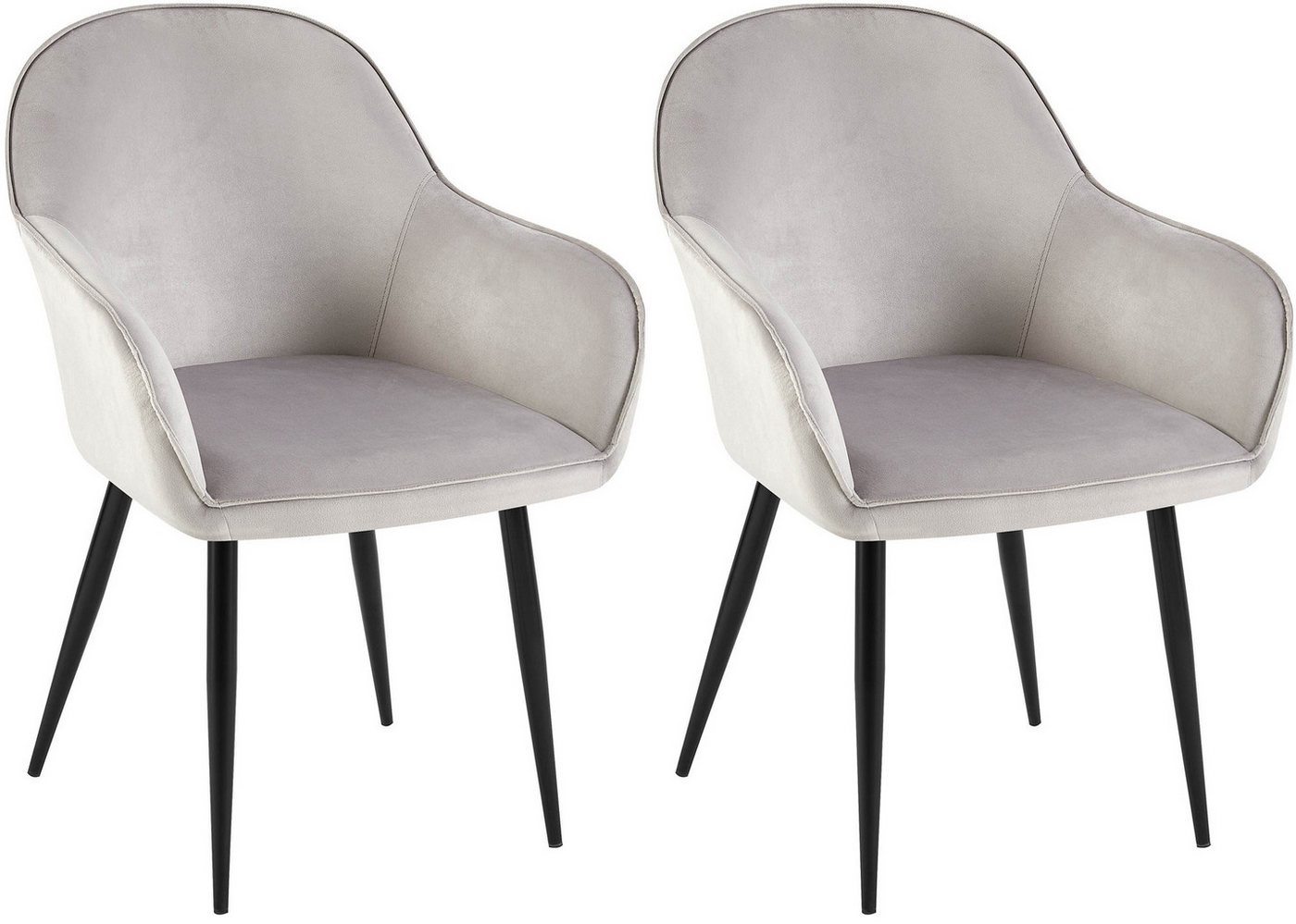 CLP Esszimmerstuhl Boise (2er Set, 2 St), Samt-Bezug und Metall-Gestell von CLP