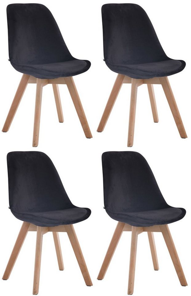 CLP Esszimmerstuhl Borneo V2 Samt (4er Set), Polsterung, Holzgestell von CLP
