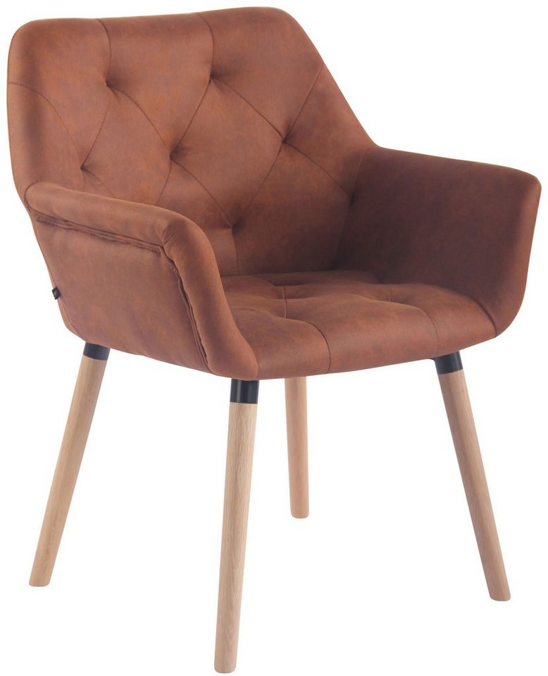CLP Esszimmerstuhl Cassidy Vintage Kunstleder, Armlehnen & Holzbeine von CLP