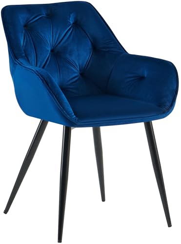 CLP Esszimmerstuhl Cassis Samtbezug I Gesteppter Polsterstuhl mit Rückenlehne I Stabiler Küchenstuhl mit Bodenschonern, Farbe:blau, Material:Samt CLP Esszimmerstuhl Cassis Samtbezug I Gesteppter Polsterstuhl mit Rückenlehne I Stabiler Küchenstuhl mit Bodenschonern, Farbe:blau, Material:Samt von CLP