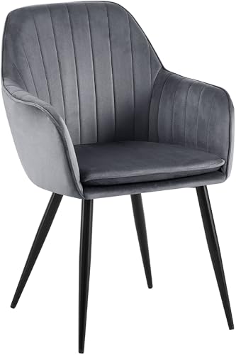 CLP Esszimmerstuhl Cheryl Samt, komfortabler Sessel mit robustem Gestell, Belastbarkeit von max. 150 kg, Farbe:dunkelgrau, Gestell Farbe:schwarz CLP Esszimmerstuhl Cheryl Samt, komfortabler Sessel mit robustem Gestell, Belastbarkeit von max. 150 kg, Farbe:dunkelgrau, Gestell Farbe:schwarz von CLP