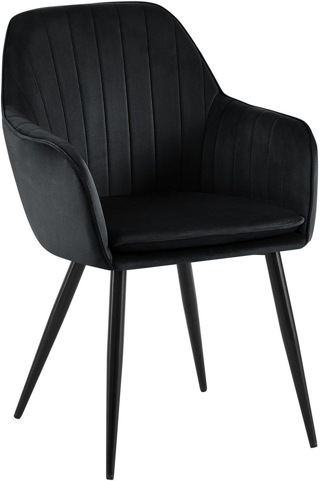 CLP Esszimmerstuhl Esszimmerstuhl Cheryl Samt Belastbarkeit von max. 150 KG, komfortabler Sessel mit robustem Gestell CLP Esszimmerstuhl Esszimmerstuhl Cheryl Samt Belastbarkeit von max. 150 KG, komfortabler Sessel mit robustem Gestell von CLP