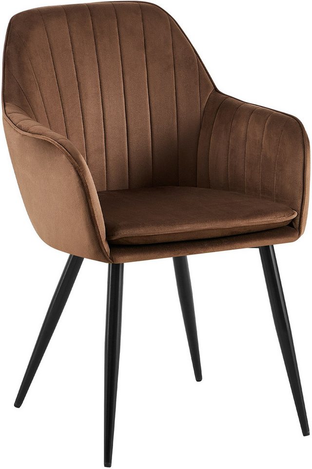 CLP Esszimmerstuhl Esszimmerstuhl Cheryl Samt Belastbarkeit von max. 150 KG, komfortabler Sessel mit robustem Gestell CLP Esszimmerstuhl Esszimmerstuhl Cheryl Samt Belastbarkeit von max. 150 KG, komfortabler Sessel mit robustem Gestell von CLP