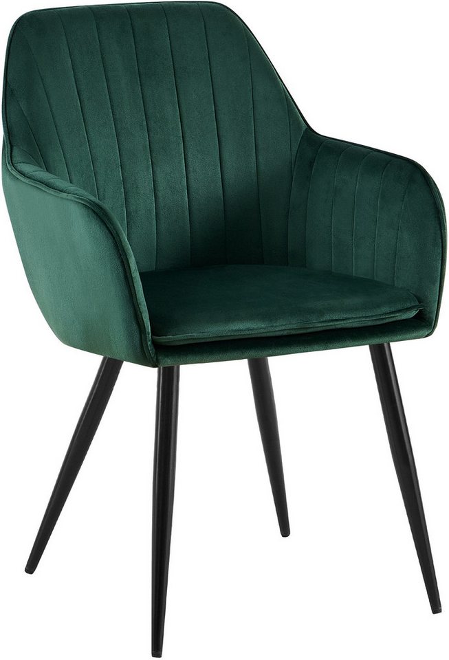 CLP Esszimmerstuhl Esszimmerstuhl Cheryl Samt Belastbarkeit von max. 150 KG, komfortabler Sessel mit robustem Gestell CLP Esszimmerstuhl Esszimmerstuhl Cheryl Samt Belastbarkeit von max. 150 KG, komfortabler Sessel mit robustem Gestell von CLP