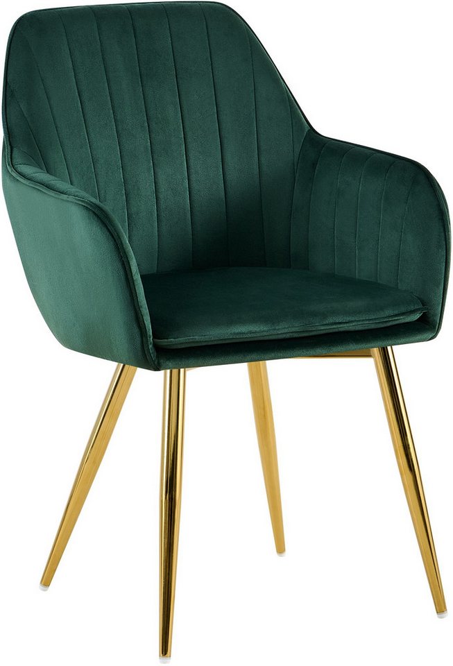 CLP Esszimmerstuhl Esszimmerstuhl Cheryl Samt Belastbarkeit von max. 150 KG, komfortabler Sessel mit robustem Gestell von CLP