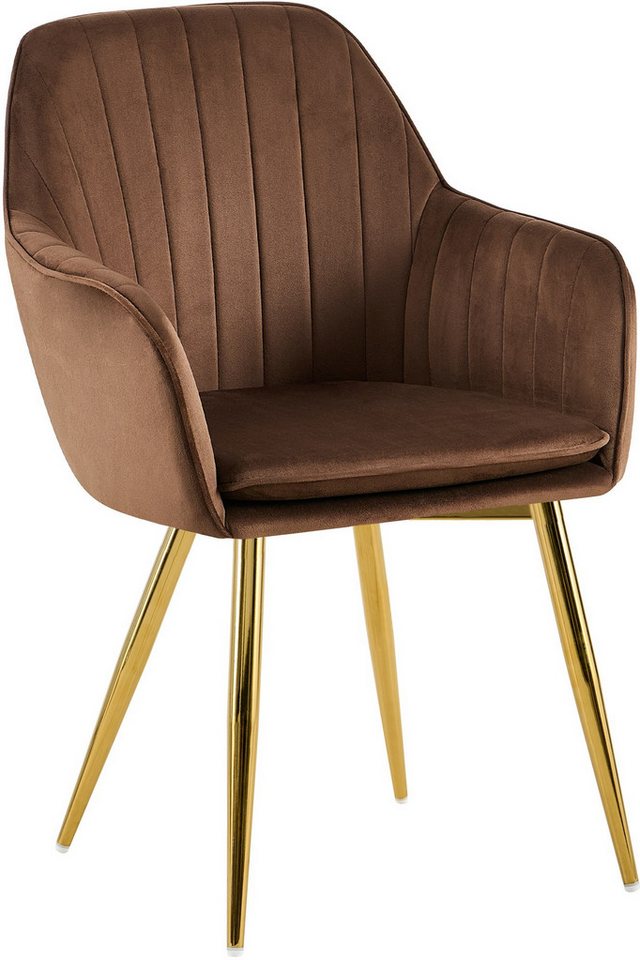 CLP Esszimmerstuhl Esszimmerstuhl Cheryl Samt Belastbarkeit von max. 150 KG, komfortabler Sessel mit robustem Gestell CLP Esszimmerstuhl Esszimmerstuhl Cheryl Samt Belastbarkeit von max. 150 KG, komfortabler Sessel mit robustem Gestell von CLP