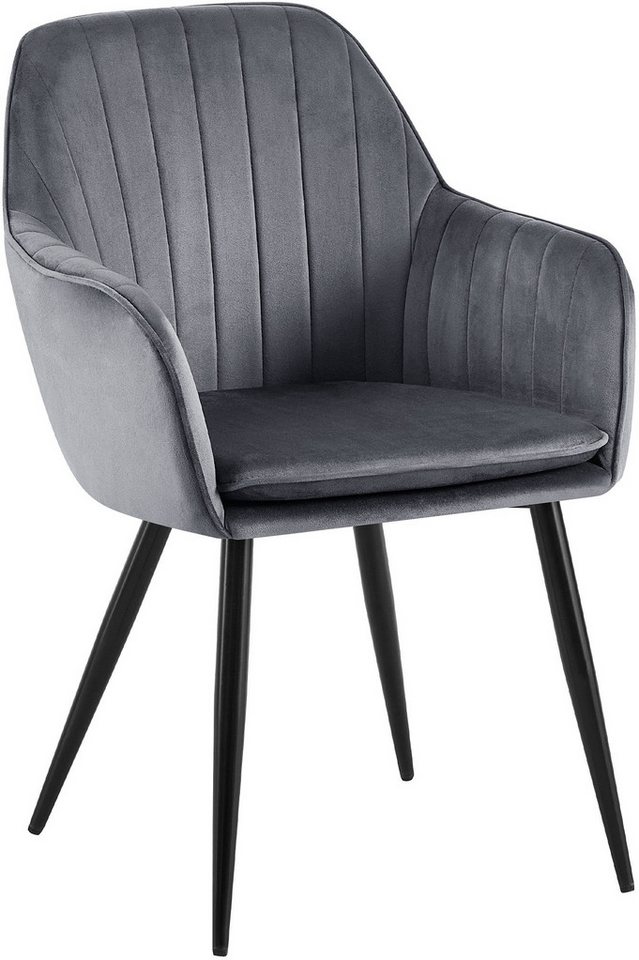 CLP Esszimmerstuhl Esszimmerstuhl Cheryl Samt Belastbarkeit von max. 150 KG, komfortabler Sessel mit robustem Gestell CLP Esszimmerstuhl Esszimmerstuhl Cheryl Samt Belastbarkeit von max. 150 KG, komfortabler Sessel mit robustem Gestell von CLP