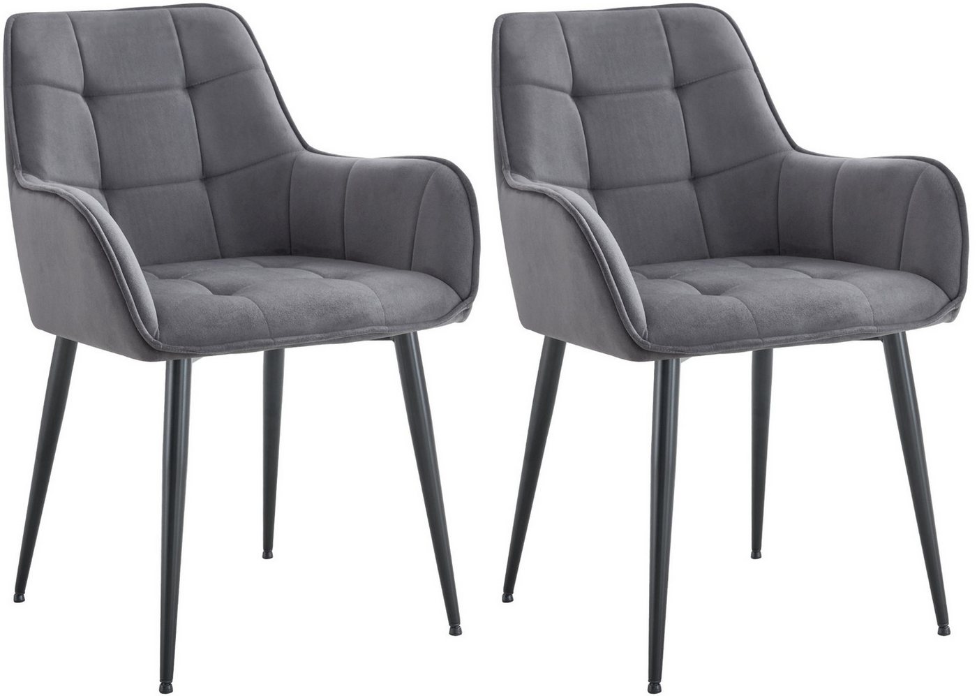 CLP Esszimmerstuhl Ferndale (2er Set, 2 St), Ziernähte, Samtbezug, gepolstert von CLP