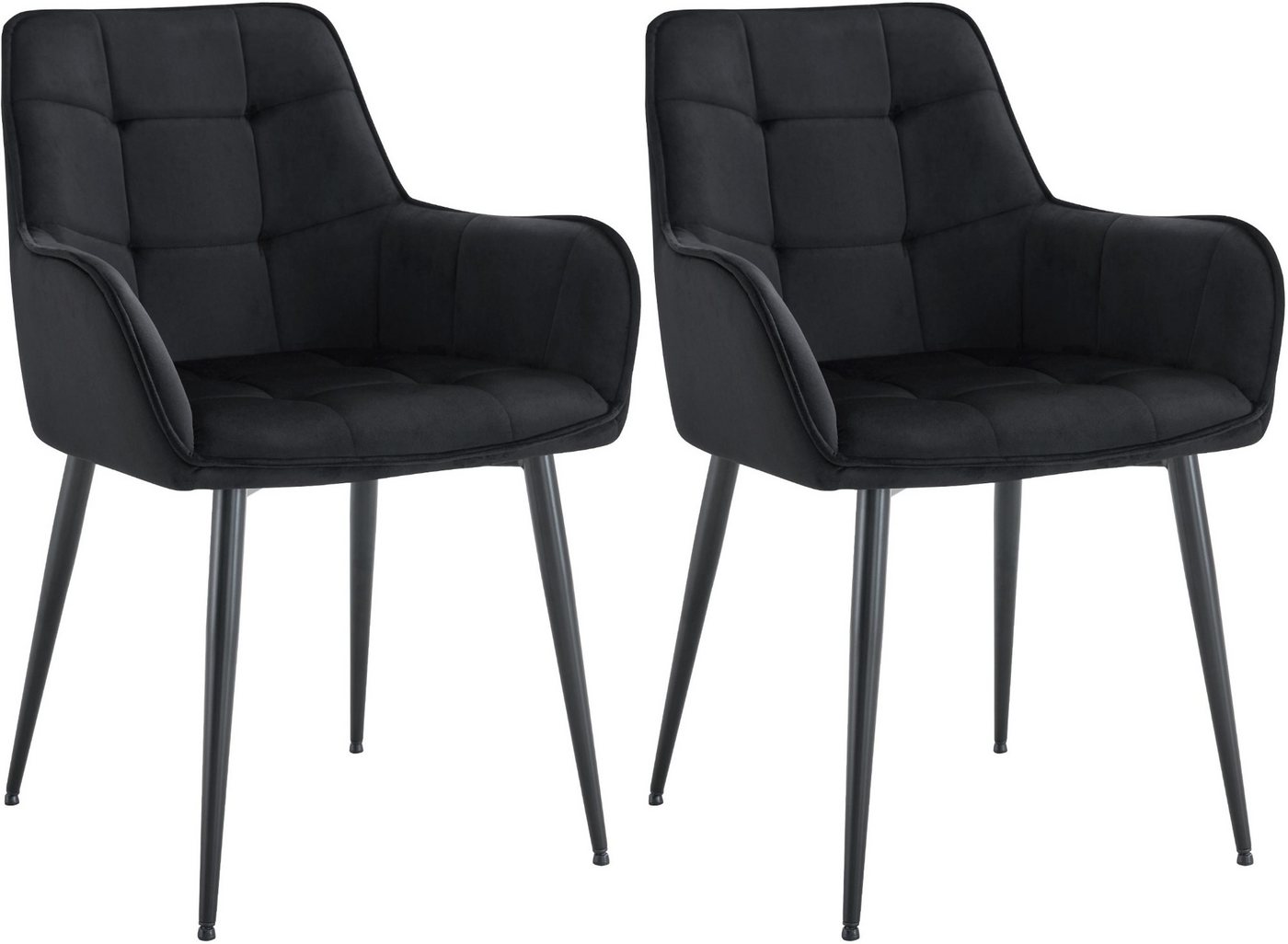 CLP Esszimmerstuhl Ferndale (2er Set, 2 St), Ziernähte, Samtbezug, gepolstert von CLP