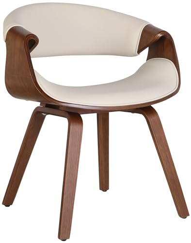 CLP Esszimmerstuhl Foley I Mit Armlehne Und Holzgestell I Küchenstuhl Und Wohnzimmerstuhl, Farbe:Creme, Material:Kunstleder von CLP