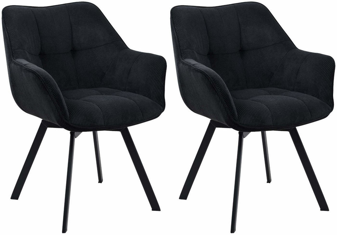 CLP Esszimmerstuhl Jordi (2er Set, 2 St), mit Cord-Bezug und Metallgestell von CLP