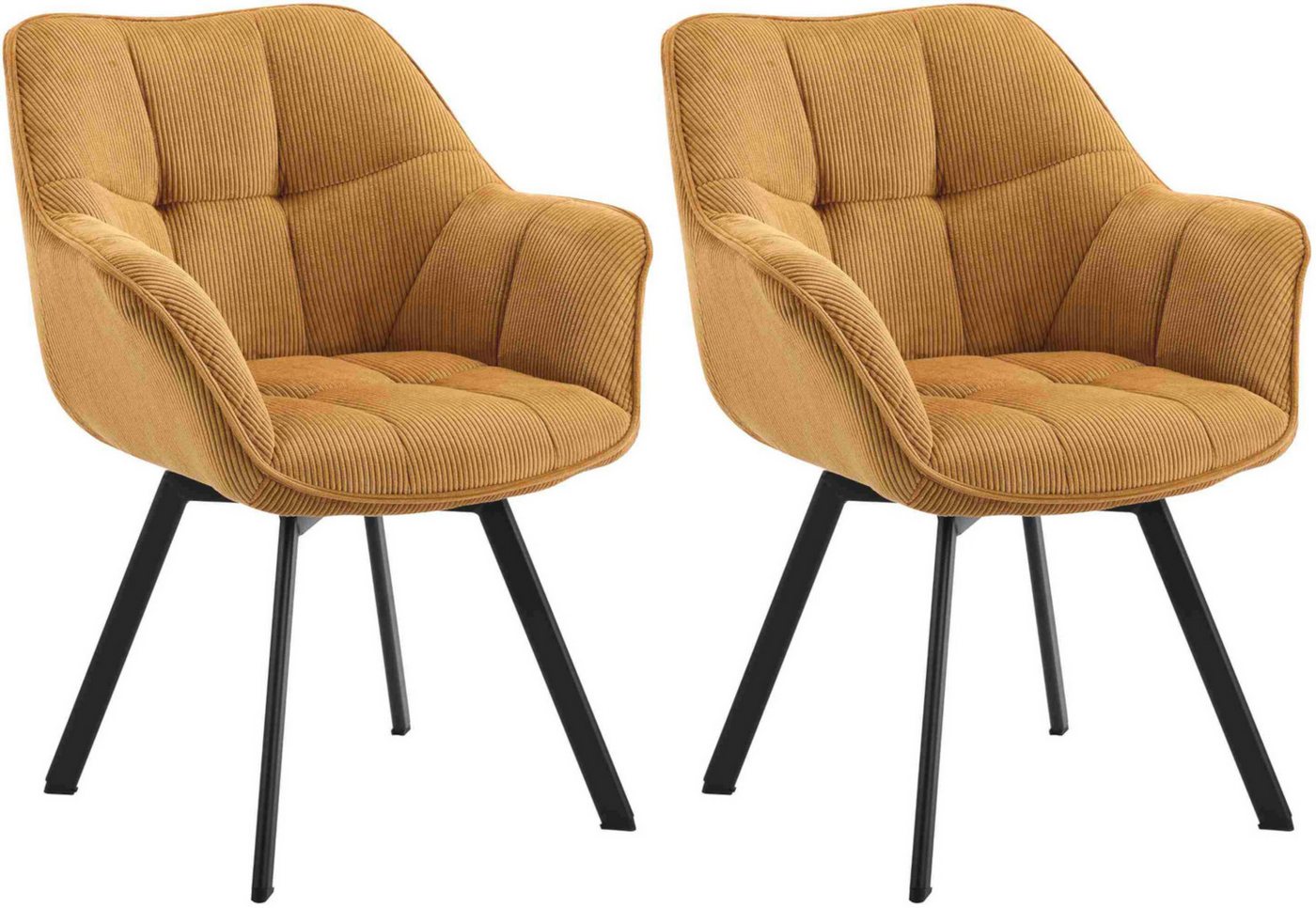 CLP Esszimmerstuhl Jordi (2er Set, 2 St), mit Cord-Bezug und Metallgestell von CLP