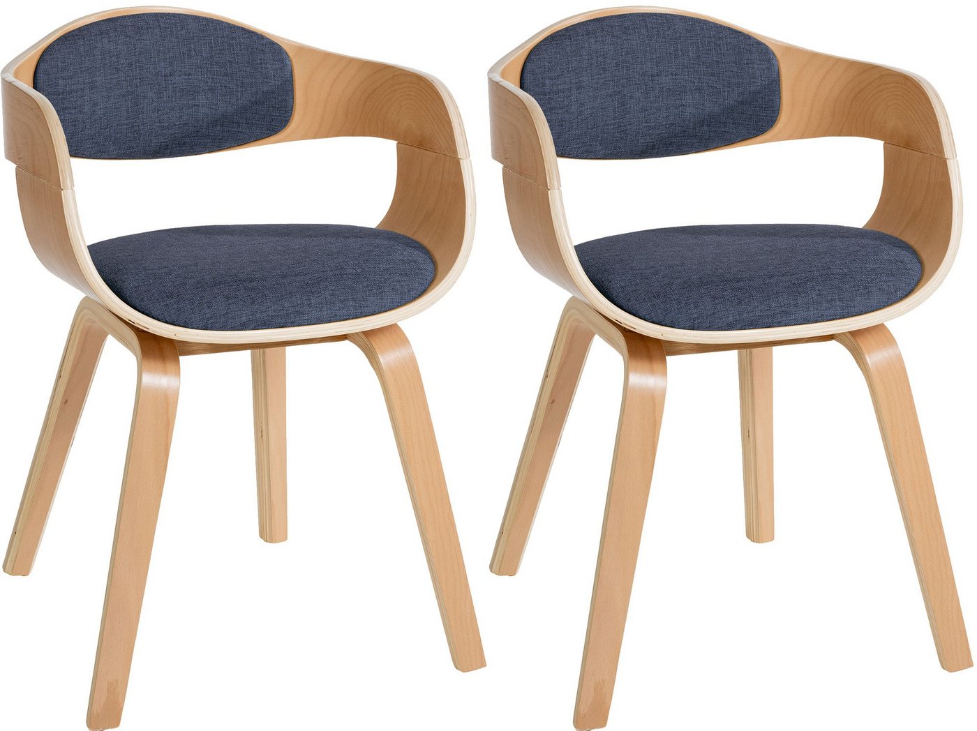 CLP Esszimmerstuhl Kingston Stoff (2er Set), Holzgestell&Polsterung von CLP