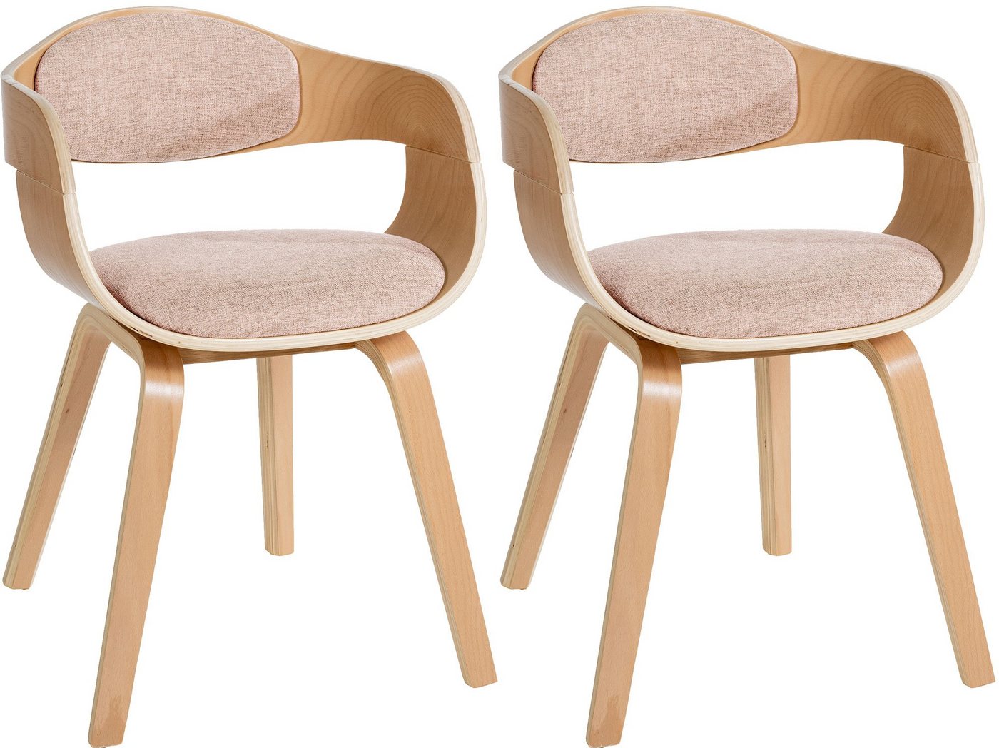 CLP Esszimmerstuhl Kingston Stoff (2er Set, 2 St), Holzgestell&Polsterung von CLP