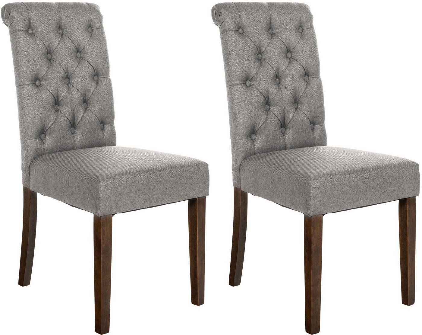 CLP Esszimmerstuhl LISBURN (2er Set), mit Lehne im Chesterfield Design von CLP