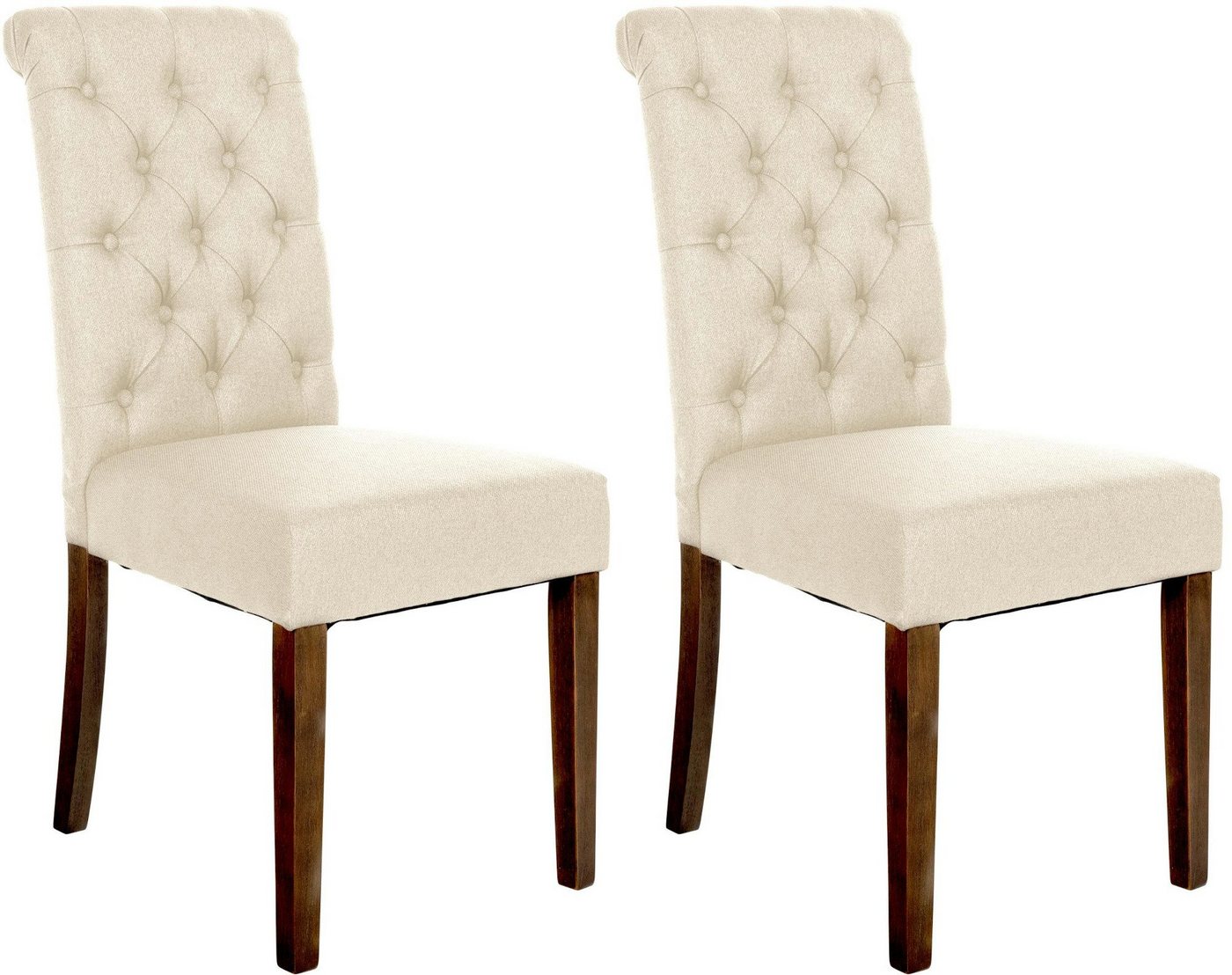 CLP Esszimmerstuhl LISBURN (2er Set), mit Lehne im Chesterfield Design von CLP